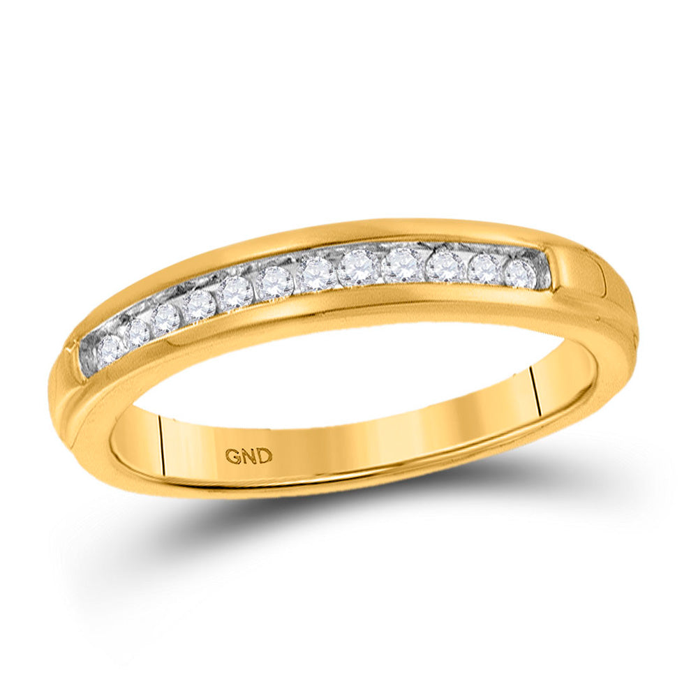 10kt Yellow Gold Womens Round Diamond Single Row Band Ring 1/8 Cttw