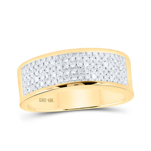 10kt Yellow Gold Mens Round Diamond Wedding Band Ring 1/4 Cttw