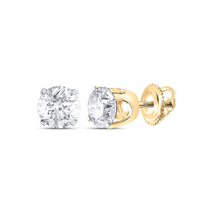 14kt Yellow Gold Womens Round Diamond Solitaire Stud Earrings 1/6 Cttw