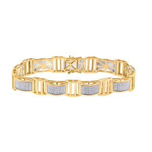 10kt Yellow Gold Mens Round Diamond Link Bracelet 2 Cttw