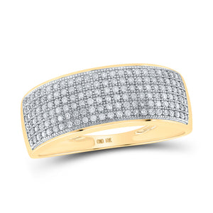 10kt Yellow Gold Mens Round Diamond Pave Band Ring 1/2 Cttw