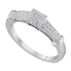 10kt White Gold Womens Round Diamond Square Cluster Ring 1/6 Cttw