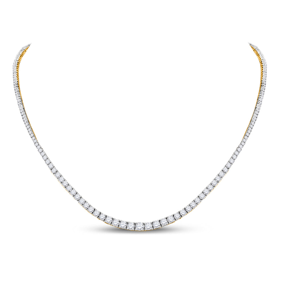 14kt Yellow Gold Womens Round Diamond Graduated Cocktail Necklace 9 Cttw