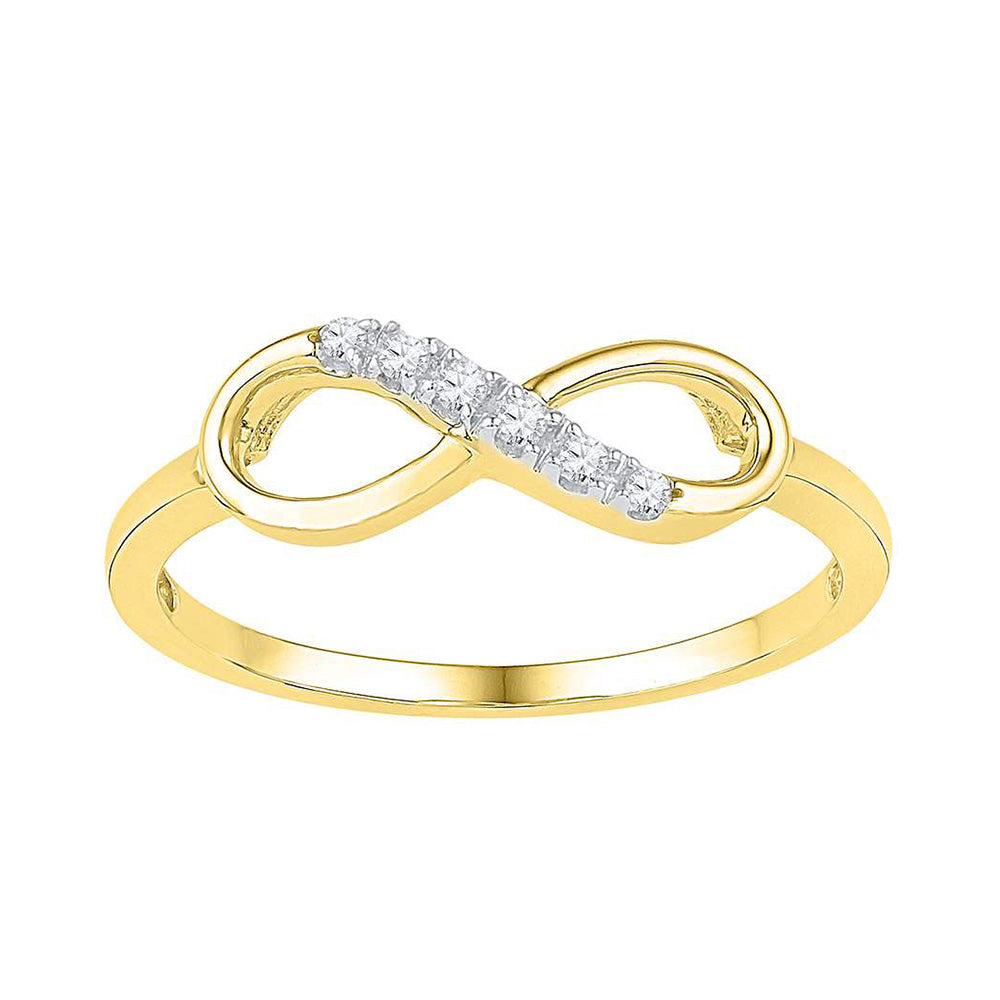 10kt Yellow Gold Womens Round Diamond Infinity Ring 1/20 Cttw