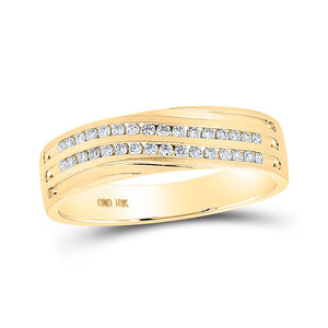 10kt Yellow Gold Mens Round Diamond Wedding Band Ring 1/4 Cttw