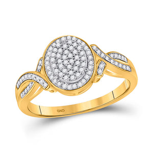 10kt Yellow Gold Womens Round Diamond Oval Cluster Ring 1/4 Cttw