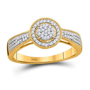 10kt Yellow Gold Womens Round Diamond Circle Cluster Ring 1/6 Cttw