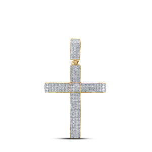 10kt Yellow Gold Mens Round Diamond Cross Charm Pendant 1/2 Cttw