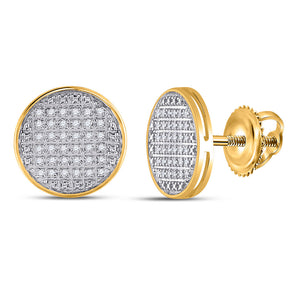 10kt Yellow Gold Mens Round Diamond Circle Earrings 1/5 Cttw