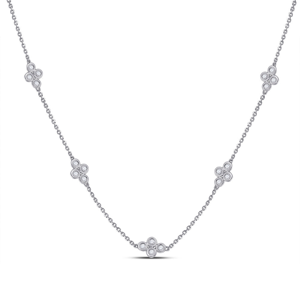 10kt White Gold Womens Round Diamond Fashion Necklace 1/4 Cttw