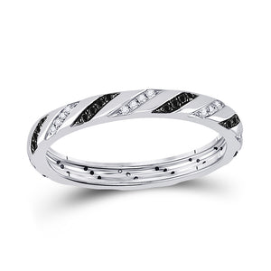 10kt White Gold Womens Round Black Color Enhanced Diamond Eternity Ring 1/5 Cttw