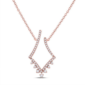 14kt Rose Gold Womens Round Diamond Fashion Necklace 1/4 Cttw