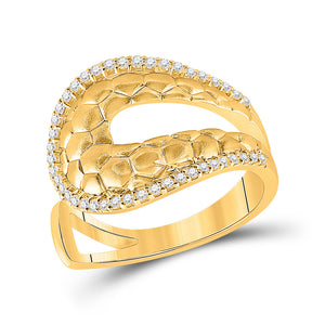 14kt Yellow Gold Womens Round Diamond Scale Fashion Ring 1/4 Cttw