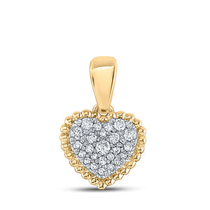 10kt Yellow Gold Womens Round Diamond Heart Pendant 1/8 Cttw