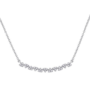 14kt White Gold Womens Round Diamond Curved Bar Necklace 1/6 Cttw