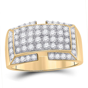 10kt Yellow Gold Mens Round Diamond Fashion Ring 1 Cttw