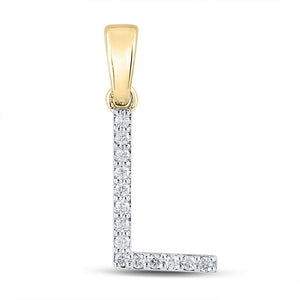 10kt Yellow Gold Womens Round Diamond L Initial Letter Pendant 1/8 Cttw