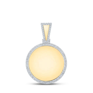 10kt Yellow Gold Mens Round Diamond Picture Memory Circle Charm Pendant 7/8 Cttw