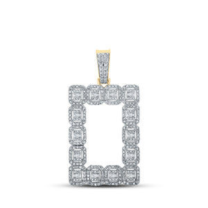 10kt Yellow Gold Mens Baguette Diamond Rectangle Charm Pendant 2-1/2 Cttw