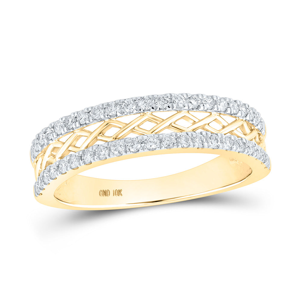 10kt Yellow Gold Womens Round Diamond Band Ring 1/3 Cttw