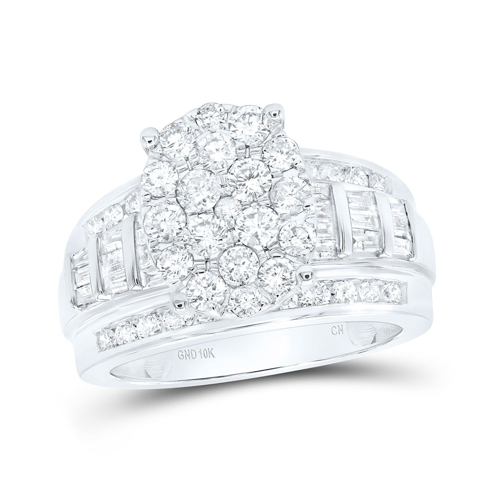 10kt White Gold Round Diamond Oval Bridal Wedding Engagement Ring 2 Cttw