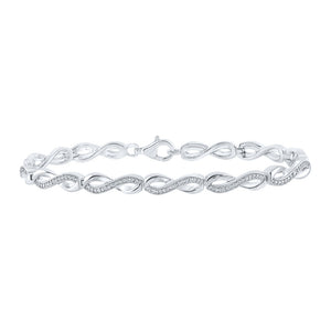 Sterling Silver Womens Round Diamond Infinity Bracelet .03 Cttw