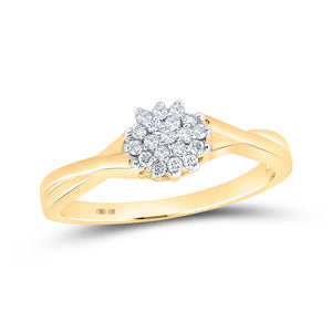 10kt Yellow Gold Womens Round Diamond Cluster Ring 1/8 Cttw