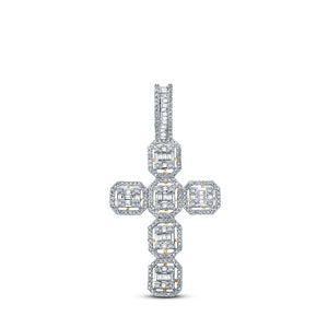 10kt Yellow Gold Mens Baguette Diamond Cross Charm Pendant 1 Cttw