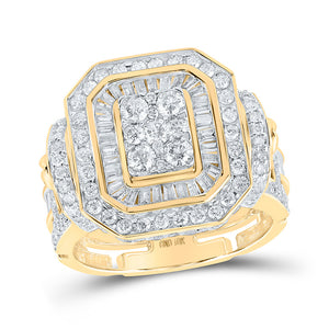 10kt Yellow Gold Mens Baguette Diamond Cluster Ring 3-1/3 Cttw