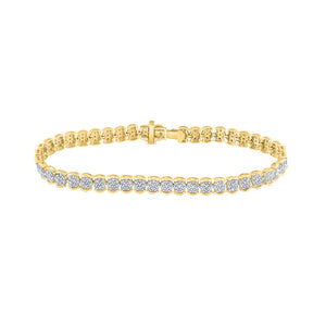 10kt Yellow Gold Womens Round Diamond Fashion Bracelet 2 Cttw