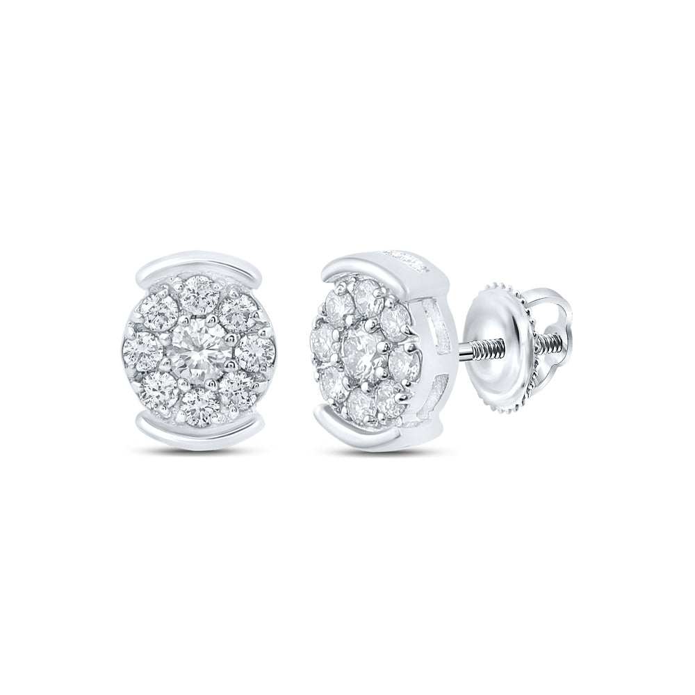 10kt White Gold Womens Round Diamond Cluster Earrings 1/4 Cttw