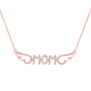 10kt Rose Gold Womens Round Diamond Mom Necklace 1/6 Cttw