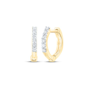 10kt Yellow Gold Womens Round Diamond Hoop Earrings 1/10 Cttw