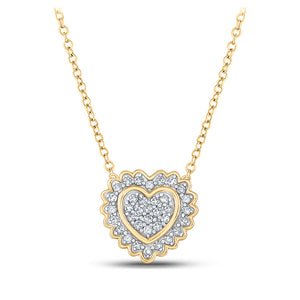 10kt Yellow Gold Womens Round Diamond Heart Pendant 1/5 Cttw