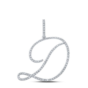 10kt White Gold Womens Round Diamond D Initial Letter Pendant 5/8 Cttw