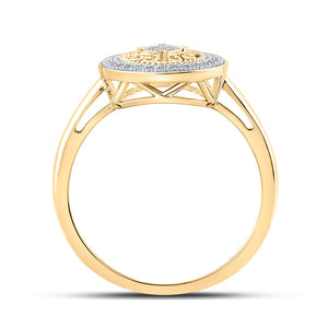 10kt Yellow Gold Womens Round Diamond Circle Ring 1/10 Cttw