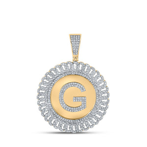 10kt Yellow Gold Mens Round Diamond G Letter Charm Pendant 1-1/4 Cttw