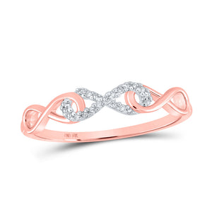 10kt Rose Gold Womens Round Diamond Infinity Ring 1/20 Cttw