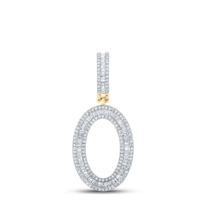 14kt Yellow Gold Mens Baguette Diamond O Initial Letter Charm Pendant 1 Cttw