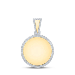 14kt Yellow Gold Mens Round Diamond Circle Charm Pendant 7/8 Cttw