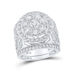 10kt White Gold Round Diamond Cluster Bridal Wedding Ring Band Set 4 Cttw