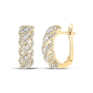 10kt Yellow Gold Womens Round Diamond Oblong Hoop Earrings 5/8 Cttw