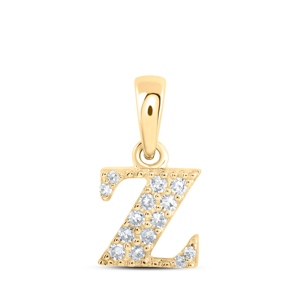 10kt Yellow Gold Womens Round Diamond Z Initial Letter Pendant 1/20 Cttw