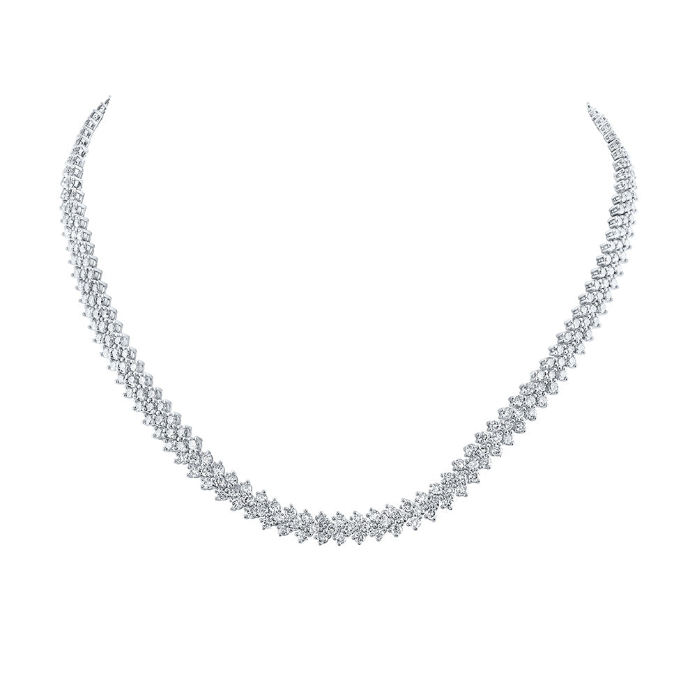 14kt White Gold Womens Round Diamond 18-inch Fashion Necklace 19-3/4 Cttw