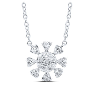 14kt White Gold Womens Round Diamond 18-inch Cluster Necklace 1/3 Cttw