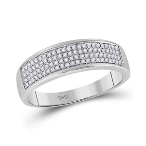 10kt White Gold Mens Round Diamond Pave Band Ring 1/4 Cttw