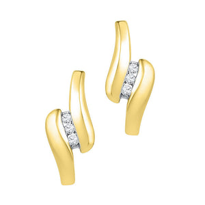 10kt Yellow Gold Womens Round Diamond J Hoop Earrings 1/8 Cttw